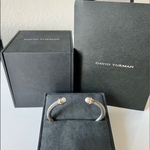 David Yurman Cable Classic Bracelet with Pearls and 14k Yellow Gold 5mm, size M